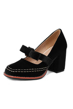 Square-toe Bow High Heels