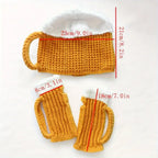 3D Beer Mug Shape Knitted Half Finger Gloves
