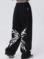 Vintage Butterfly Print Loose Sweatpants
