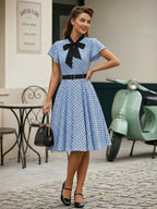 Polka Dot Shirt Dress With Tie And Belt Flutter Sleeve Vintage Midi Dress For Women 2026