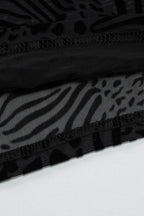 One Shoulder Animal Print Burnout Tie Strap Bodycon Mini Dress