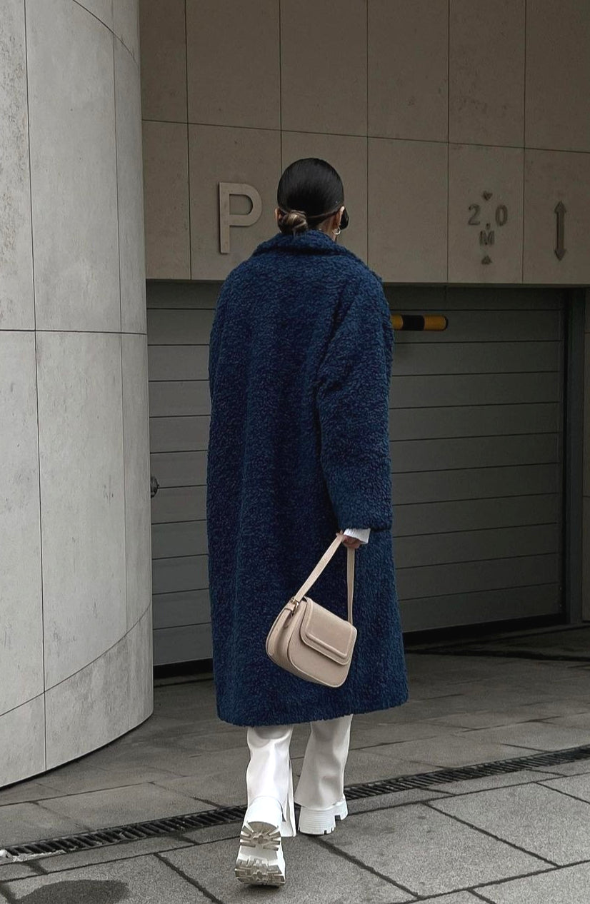 Elegant Office Lapel Plush Long Sleeve Coat