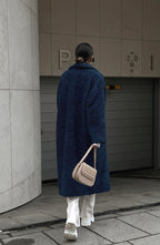 Elegant Office Lapel Plush Long Sleeve Coat