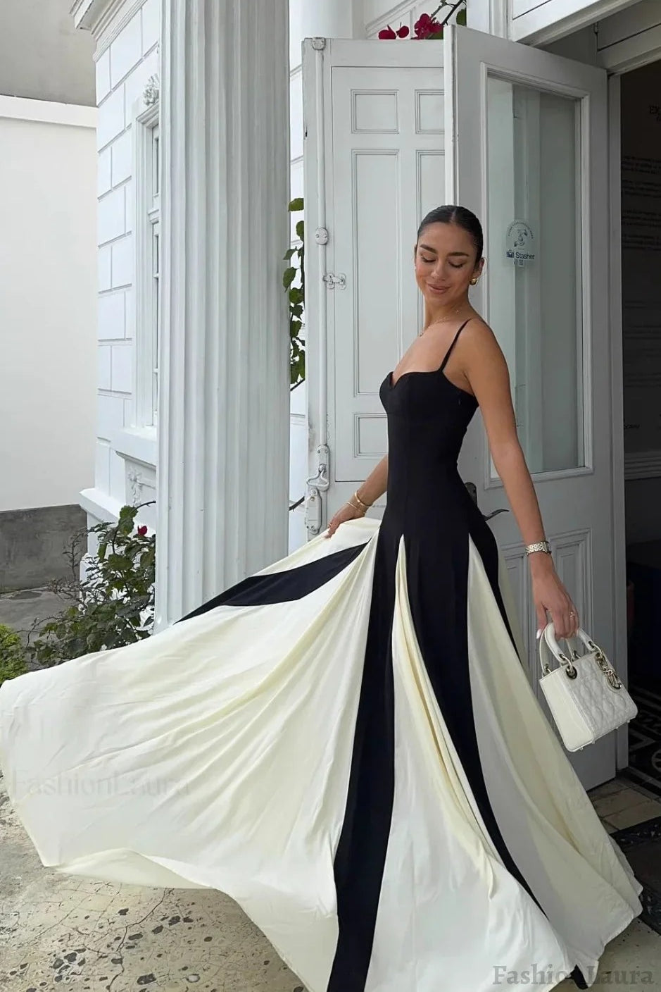 Black Colorblock Cami Maxi Dress