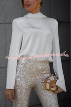Secret of Elegance Satin Back Chain Cowl Neck Draped Blouse