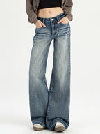 Vintage Washed Loose Flare Jeans