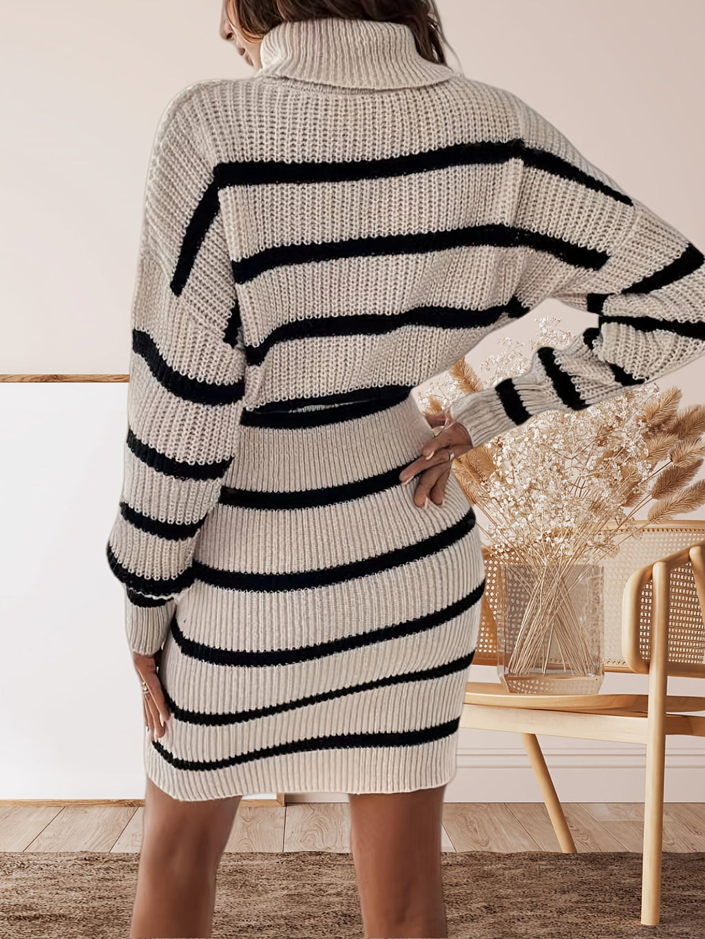 Zaida Aesthetic Knitted Turtleneck Dress for Women Elevated Occasion Wear