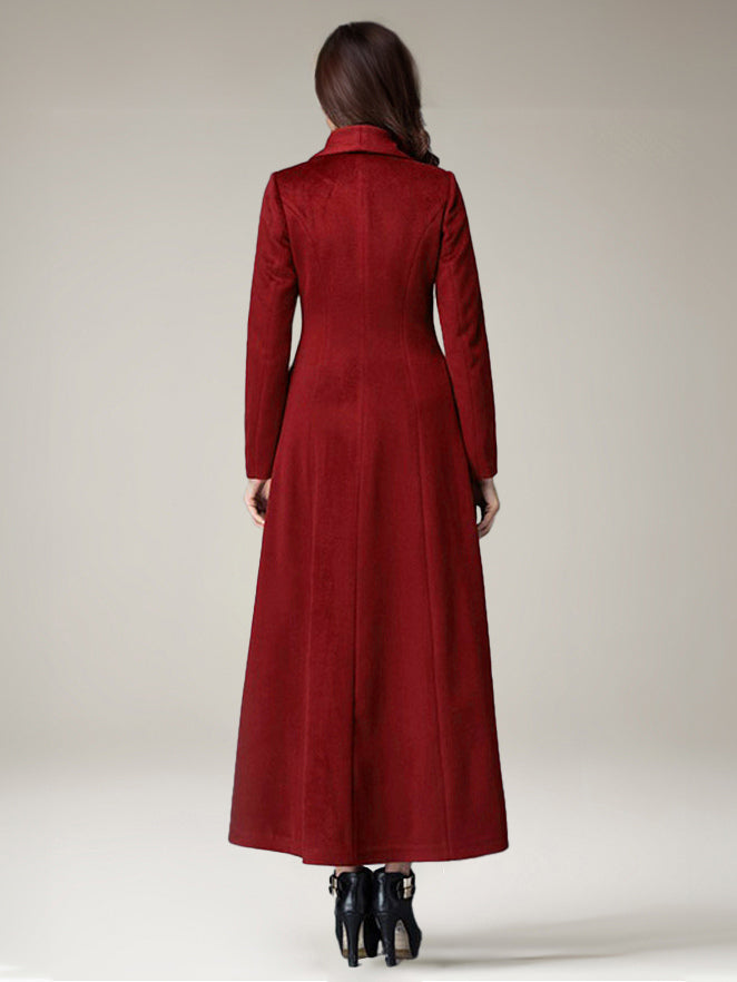 Women's Coat Warm Winter A-line Lapel Full Length Maxi Woolen Coat 2026