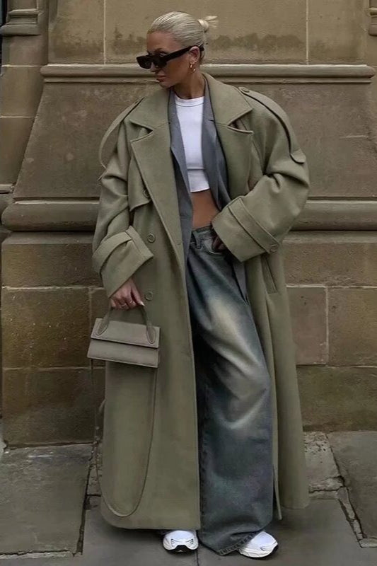 Wide Notch Lapel Single Breasted Overcoat
