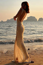 Round Neck Knit Tank Boho Dress