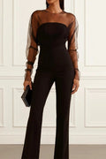 Mesh-paneled Slim-fitting and Hip-lifting Jumpsuit
