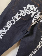 Hip Pop Letter Print Boyfriend Jeans