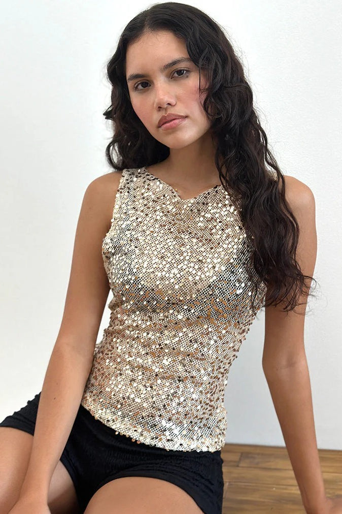 Casual Sequin Bodycon Tank Top