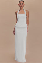 Halter Backless Maxi With Side Slit Dress