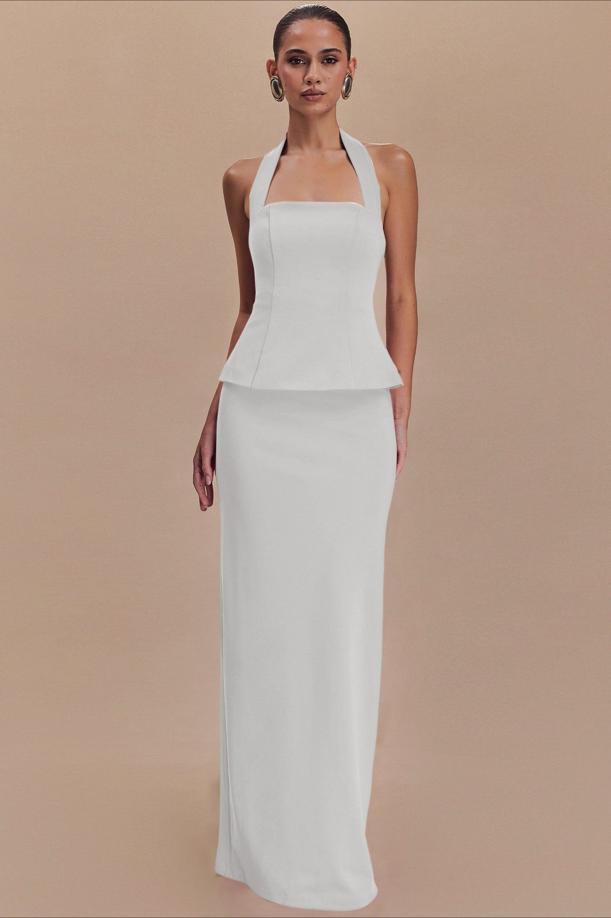 Halter Backless Maxi With Side Slit Dress