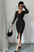 Slim Fit Midi Knit Sweater Dress