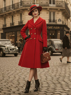 Vintage A-line Double-breasted Woolen Flared Midi Coat For Women 2026