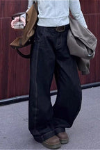 Retro Lazy Curved Leg Wide Leg Drop Crotch Jeans