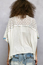 POL Floral Patchwork Lace Accent Blouse