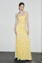 Ditsy Floral Print Scoop Neck Tank Bodycon Maxi Dress