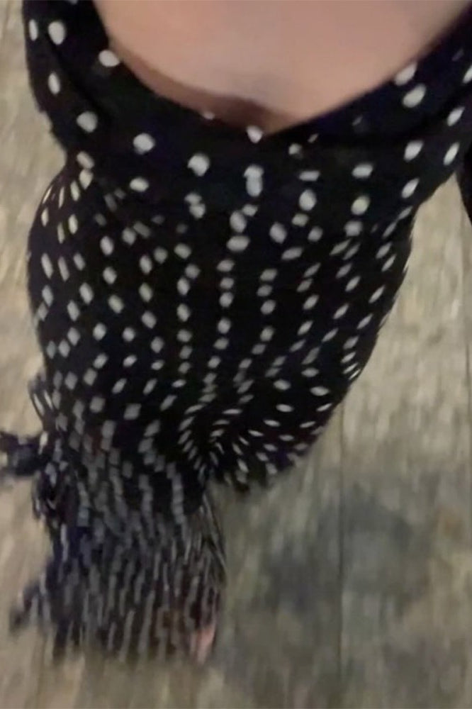 Polka Dot Spaghetti Strap Tiered Ruffle Hem Bodycon Maxi Dress