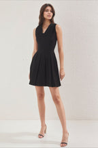 Lace Trim Peter Pan Collar Pleated Fit and Flare Mini Dress
