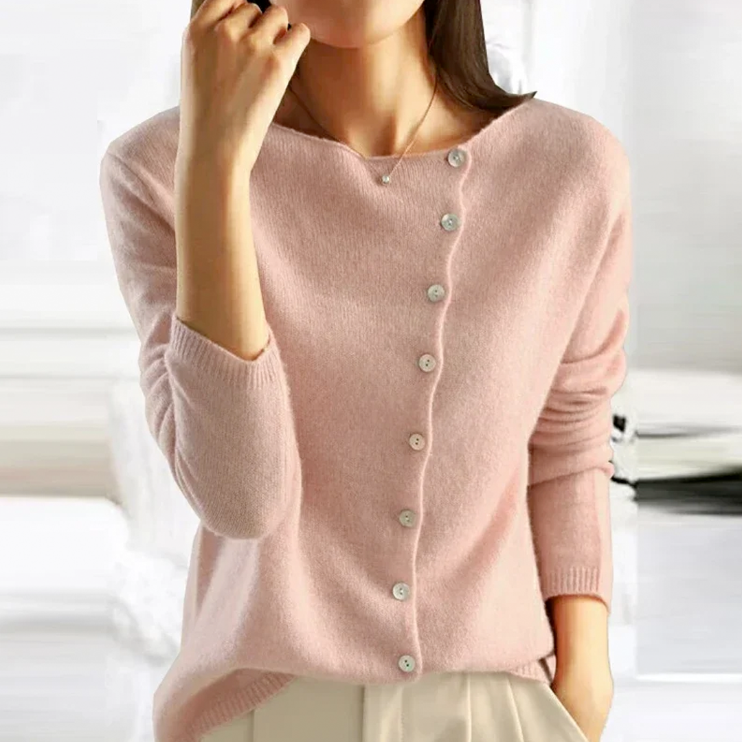 | V-neck Button Sweater in Elegant Style