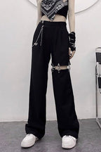 Cutout Tailored Slim Straight Pants