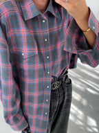 Vintage Plaid Print Long Sleeve Blouse