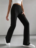 Ribbed Knit High Waist Flare Pants
