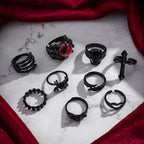 Dark Punk Retro Ring Set
