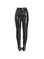 Split Stacked Slim Pu Leather Pants