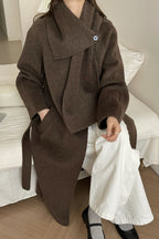 Wool Reversible Midi Scarf Style Overcoat