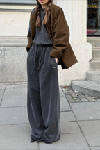 Retro Suede Solid Notch Collar Coat