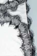 Spaghetti Strap V Neck Eyelash Lace Trim Patchwork Slit Maxi Dress