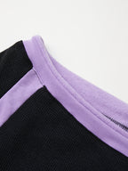 Contrast Color Off Shoulder Long Sleeve Tee