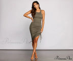 Effortless Everyday Ruched Charming Knit Mini Dress
