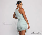Effortless Everyday Ruched Charming Knit Mini Dress