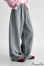 Elastic High-Waist Drawstring Wide Pants