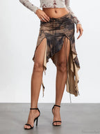 Elastic Waist Draped Ruffle Skirt