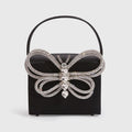 Butterfly Rhinestone Box Clutch Bag - Black