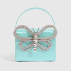 Blue Rhinestone Butterfly Clutch Bag