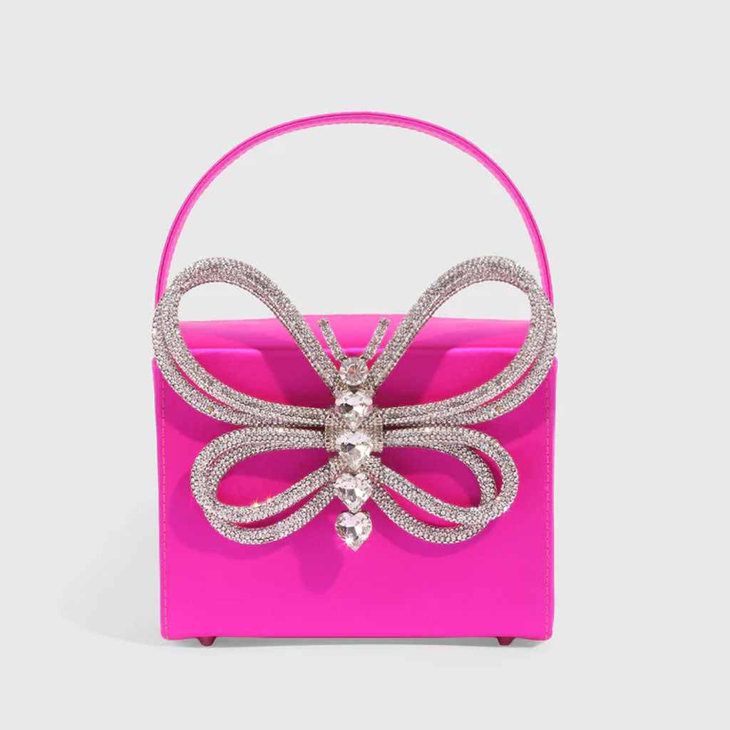 Butterfly Rhinestone Clutch Bag in Pink
