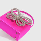 Butterfly Rhinestone Clutch Bag in Pink