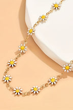 Daisy Alloy Choker Necklace with Adjustable Chain