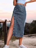 Elegant Denim High Waist Shirt