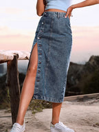 Elegant Denim High Waist Shirt