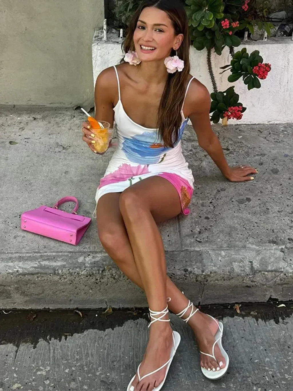Elegant Floral Print High Waist Bodycon Floral Dress