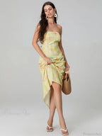 Elegant Floral Print Tube Backless Off-Shoulder Evening Gown Party Dress