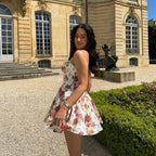 Elegant Floral Print Tulle Floral Dress